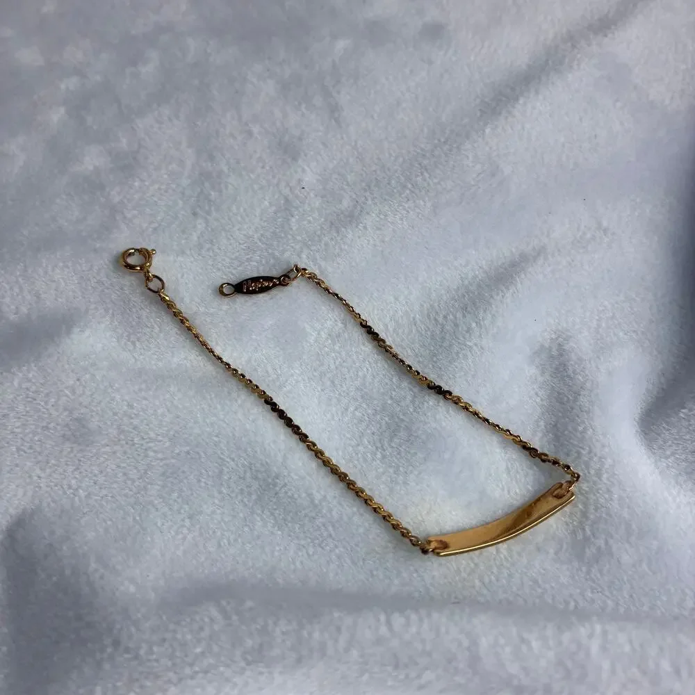 Napier Gold Tone Blank Plate ID Bracelet Dainty Chain 7” Personal Name Engrave